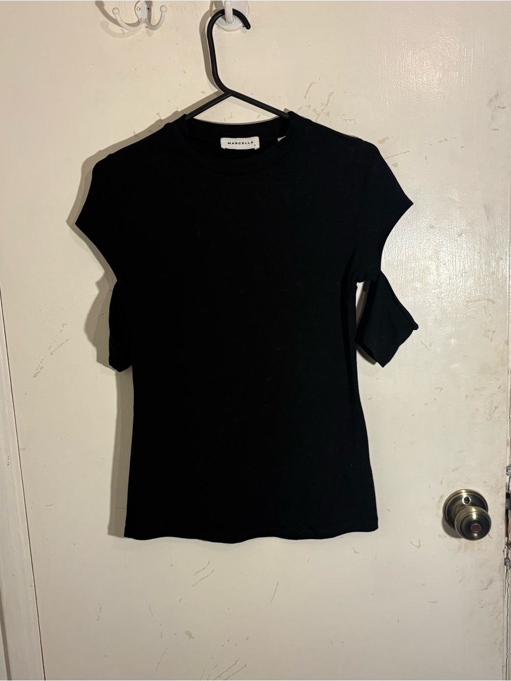 Marcella NYC Black Short Sleeve T-Shirt with Cutouts